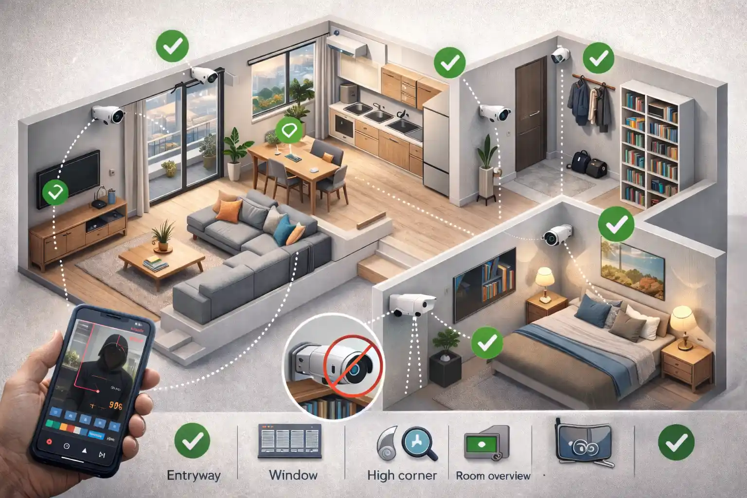 Как выбрать место для камер видеонаблюдения в квартире