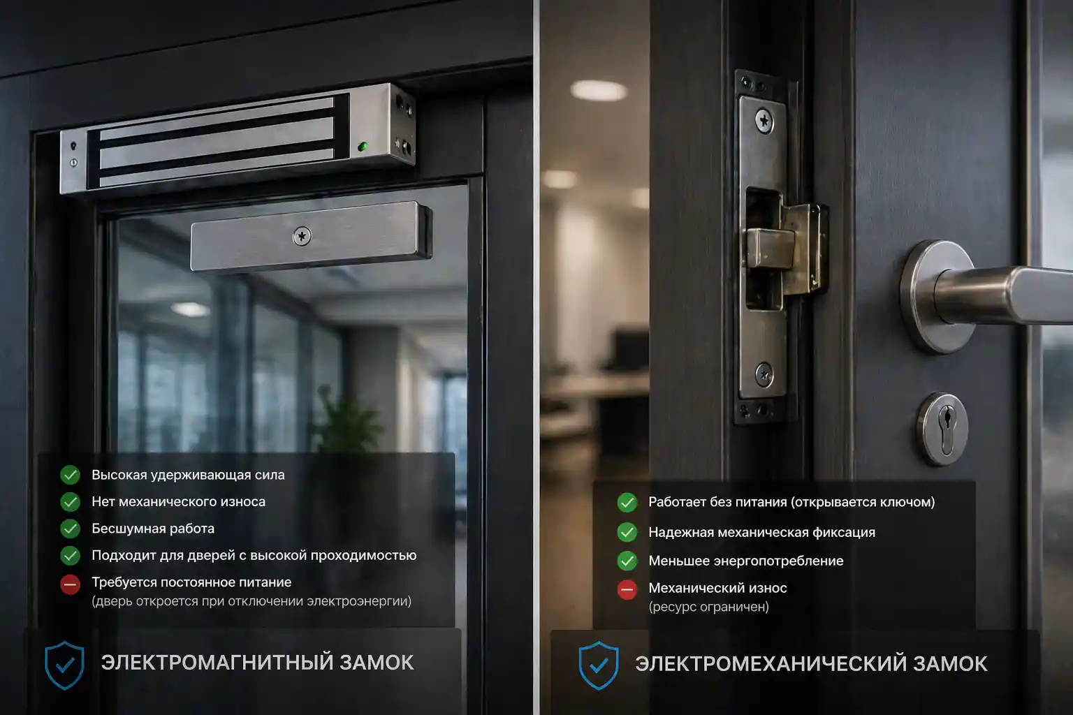 Сравнение электромагнитных и электромеханических замков
